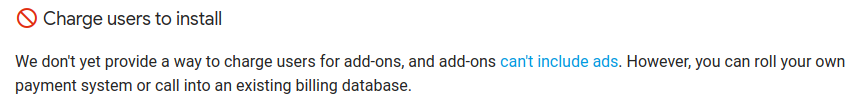 How to charge users for Google Add-ons