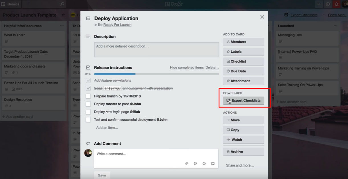 Smart Checklist Exporter Trello Power-up