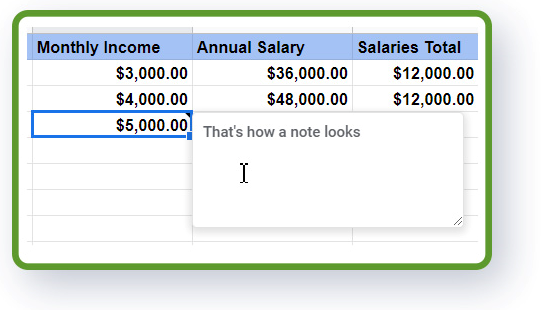 Google sheets comments and action items