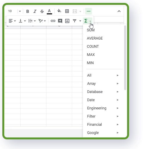 Google Sheets quick functions example