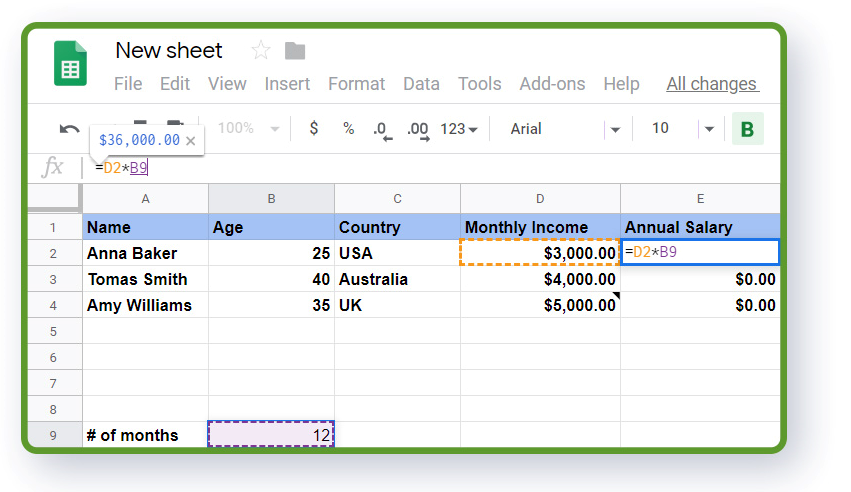 google sheets reference tracker