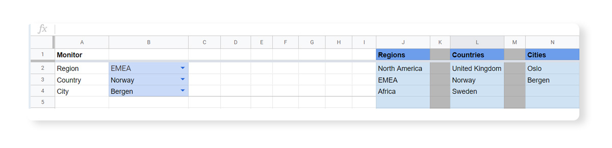 Google Sheets data validation