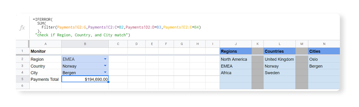 Gsheets data validation